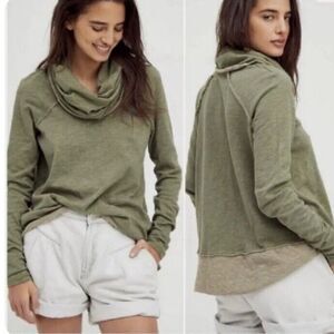Free People Beach Womens Cotton Cocoon Cowl Pullover - Women's ONE SIZE Green
